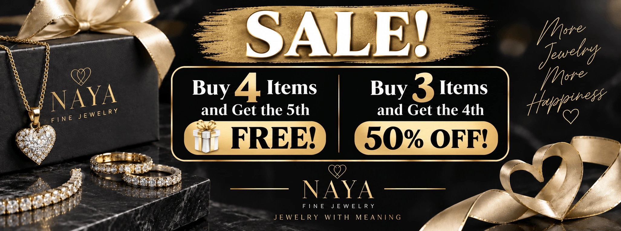 Sale - buy 3 items and get the fourth at 50% off, or buy 4 items and get the fifth free